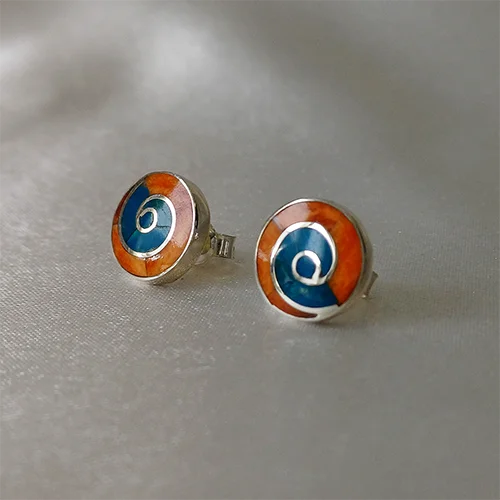 Spiral Chrysocolla Nacre stud Earrings (S)