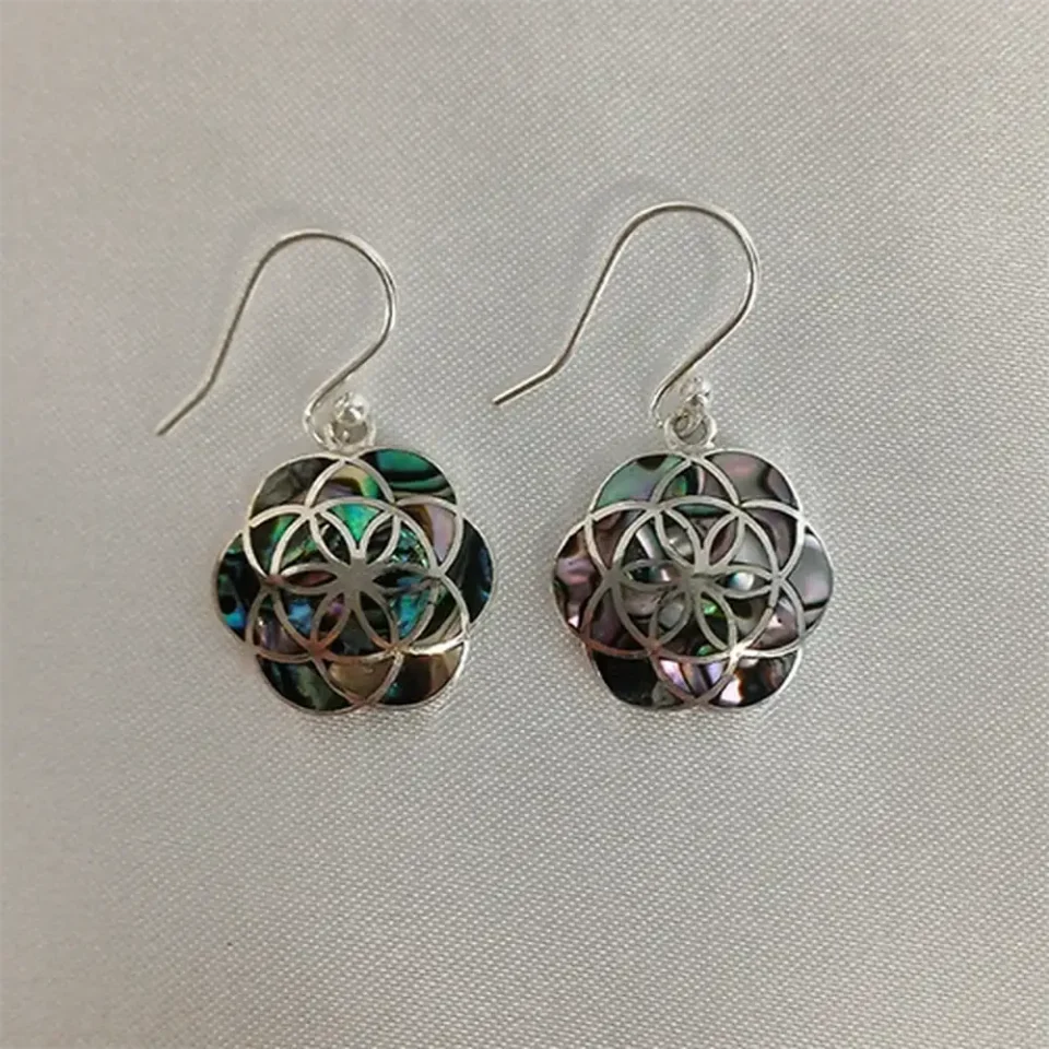 Flower of Life Abalone Earrings