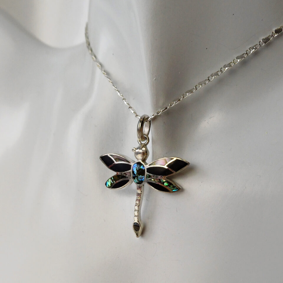 Dragon-fly Abalone & Onyx Pendant
